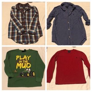 8 Variety boy shirts, one UA short & 1 UA pant